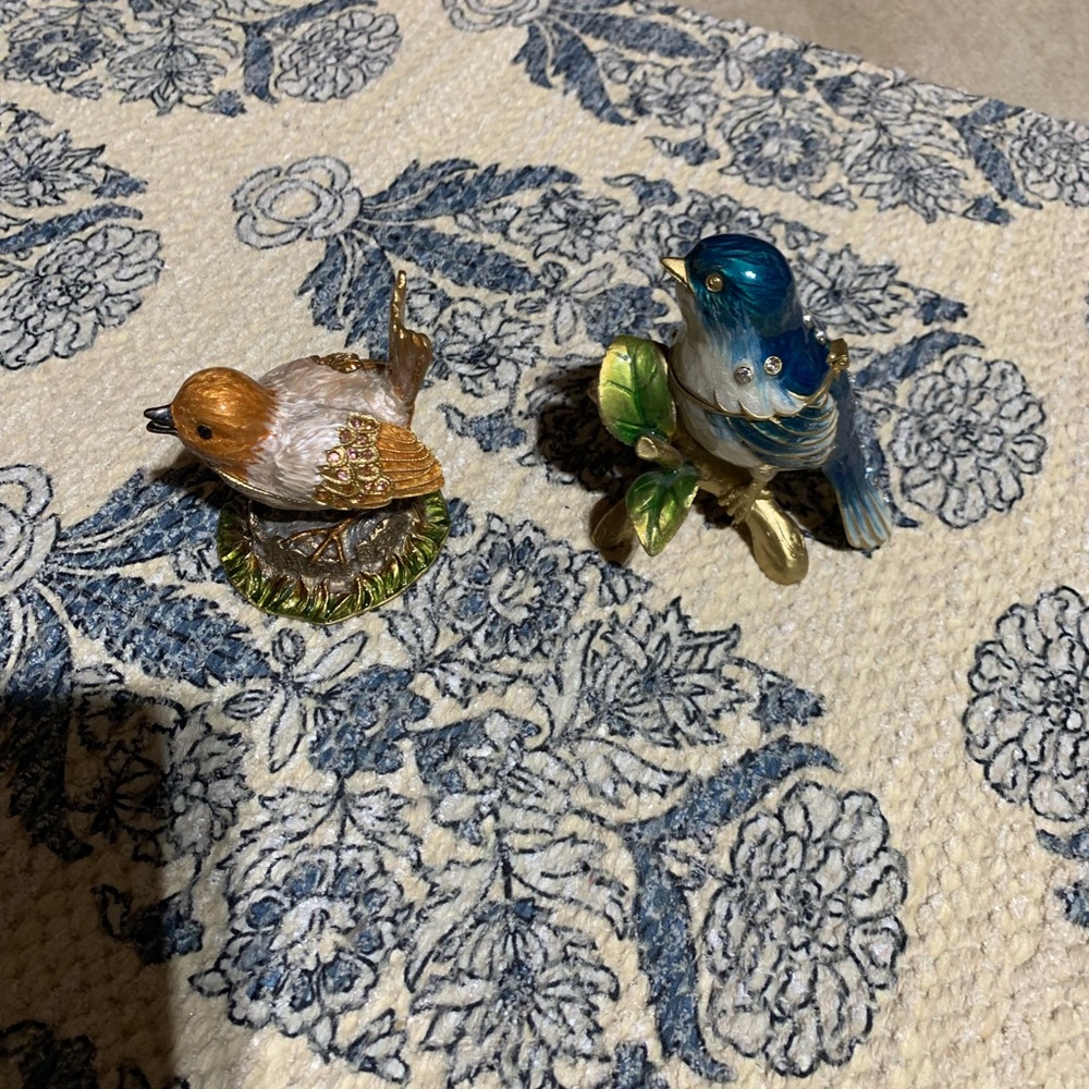 Bluebird and nightingale vintage trinket boxes